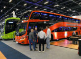 O novo rodoviário Busscar foi apresentado na feira LatBus, em stand compartilhado com a Caio (foto: LEXICAR).