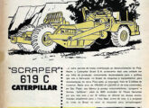 Duas publicidades Caterpillar de outubro de 1961 anunciando dois de seus primeiros produtos nacionais: o scraper 619 C...