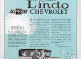 O modelo Landau ilustra esta publicidade exaltando a beleza exterior do Chevrolet 1927.