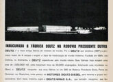 Publicidade de outubro de 1962 registrando a inauguração da fábrica brasileira da Deutz.