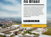 Publicidade de julho de 2024 comemorando os 50 anos da fábrica brasileira da Liebherr.