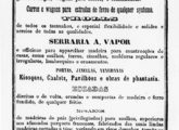 Em 1875, data deste anúncio, a atuação da Röhe já havia se expandido para fundição, serraria e fornecimento de produtos manufaturados de madeira.