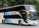 DD sobre Scania K 400 IB 6x2 na frota da Faustur Turismo, de Novo Horizonte (SP).