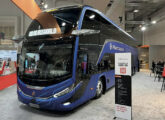 Stand da Marcopolo no salão internacional de ônibus Busworld Europa, em outubro de 2023, em Bruxelas, Bélgica (foto: Frota & Cia).