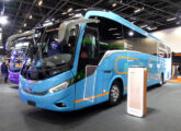 O novo Viaggio 1050, exposto na Lat.Bus; cada rodoviário Marcopolo exposto na feira trouxe chassi de fabricante diferente - neste caso um Mercedes-Benz O500 RS (foto: LEXICAR).