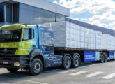 Caminhão Atlas em teste, transportando celulose para a empresa Suzano.